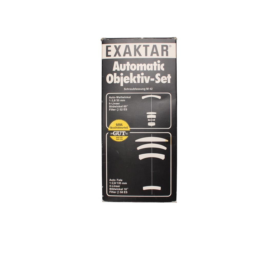 Exaktar 135mm f2.8 + 35mm f2.8 Lens SET (boxed) - grainoverpixel